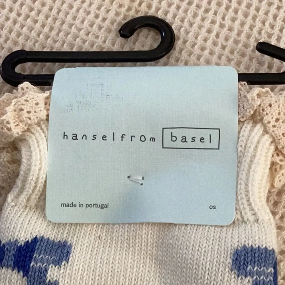 Hansel from Basel BUNDLE TWO PAIRS of All Over Bows Crew, Ivory/blue, NWT